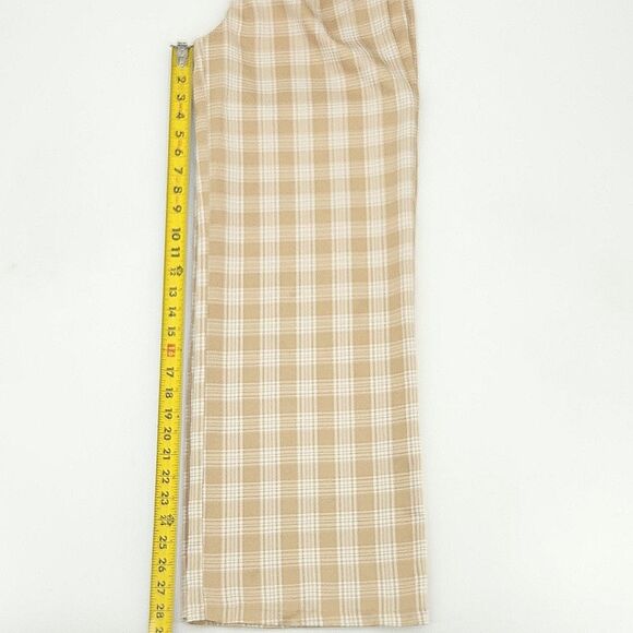 Princess Polly Archer Pants Womens Size 4 Wide Leg Beige Plaid Light Academia - Picture 5 of 9